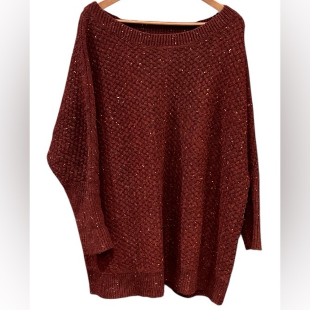 Lane Bryant Off-the-Shoulder or wide neck burgundy speckled Sweater Size 22/24